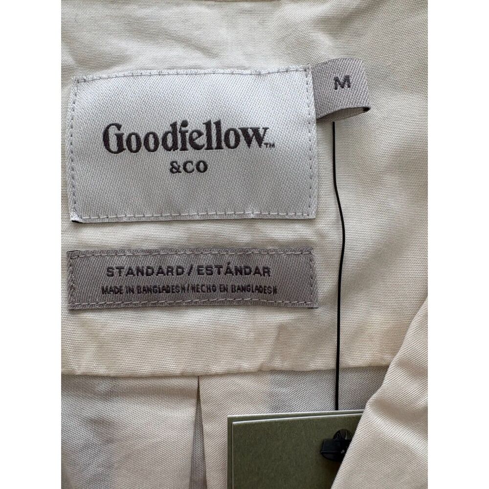 Goodfellow & Co Cream Green Button Up Shirt NWT Cotton Short Sleeve Pocket Med - Picture 7 of 8